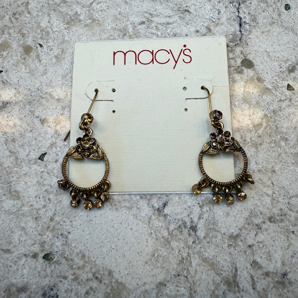 Macy's gold coloring chandelier earrings beautiful